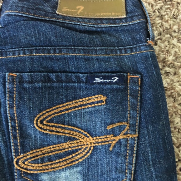 7 of All Man Kind dark demin flare jeans - Picture 5 of 9